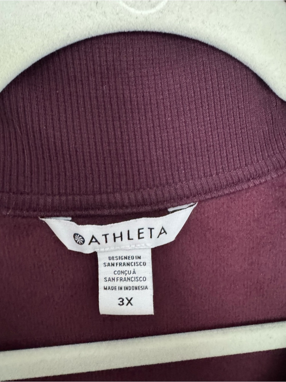 Athleta Quarter-Zip Oversized Sweatshirt Dress in Burgundy. Sz 3X - Picture 2 of 4